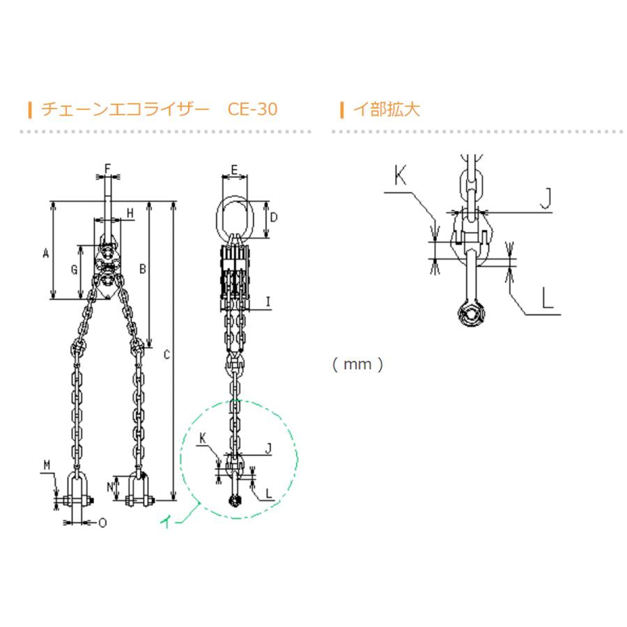 象印 チェーンエコライザー 30t ホイスト クレーン CE-30　1112-CE-30000